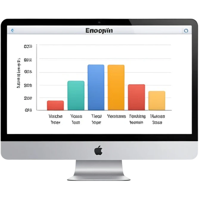 computer screen displaying a single presentation slide with a title line and a chart  emoji