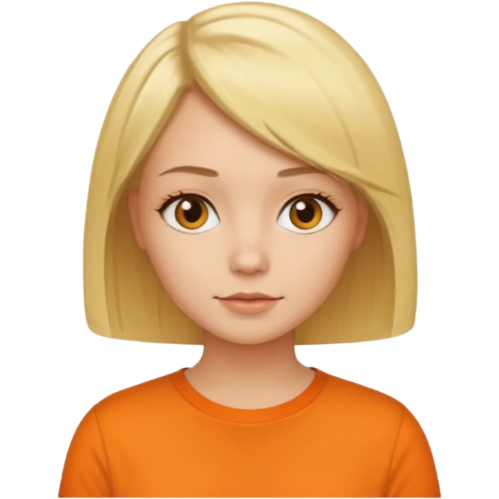 Women with blond hair bob and orange shirt emoji