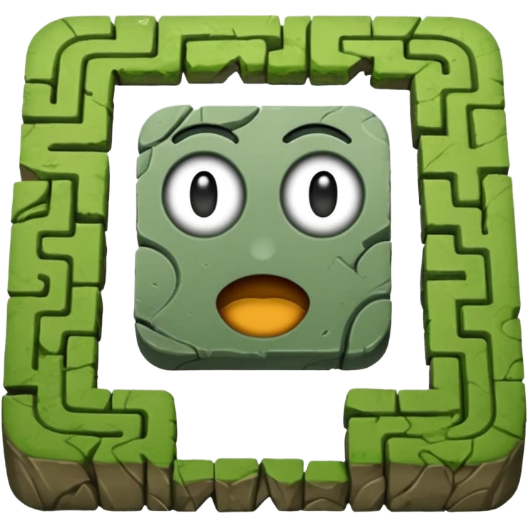 hazme un laberinto de piedra y el centro que sea un cuadrado de puro pasto emoji