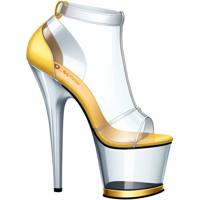 clear platform heel, pole dancing heel, pleaser, bootie emoji