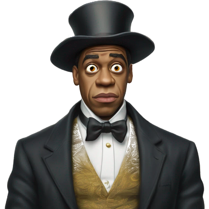 Warcraft intellectual Jay Z in Uncle Scrooge style, oil paint, mysterious eyes, intricate lips, masterpiece pose, odd perspective, beautiful, desirable, logical emoji