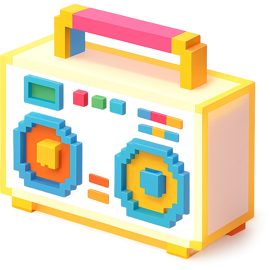 сделай белый святящейся бумбокс, no background emoji