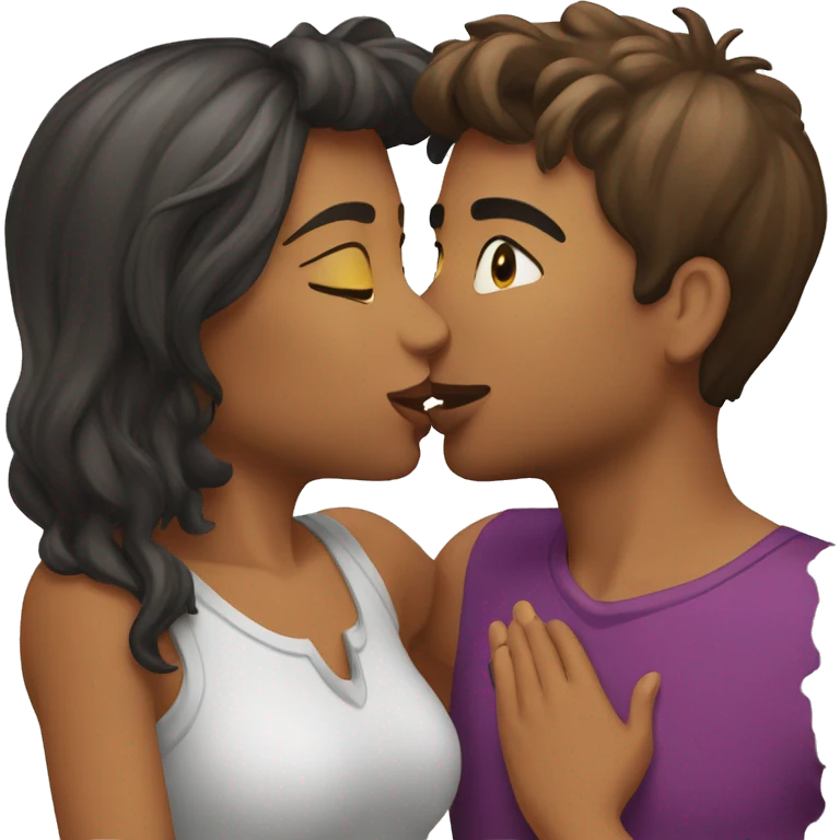 two girls kissing a deejay on his cheeks emoji