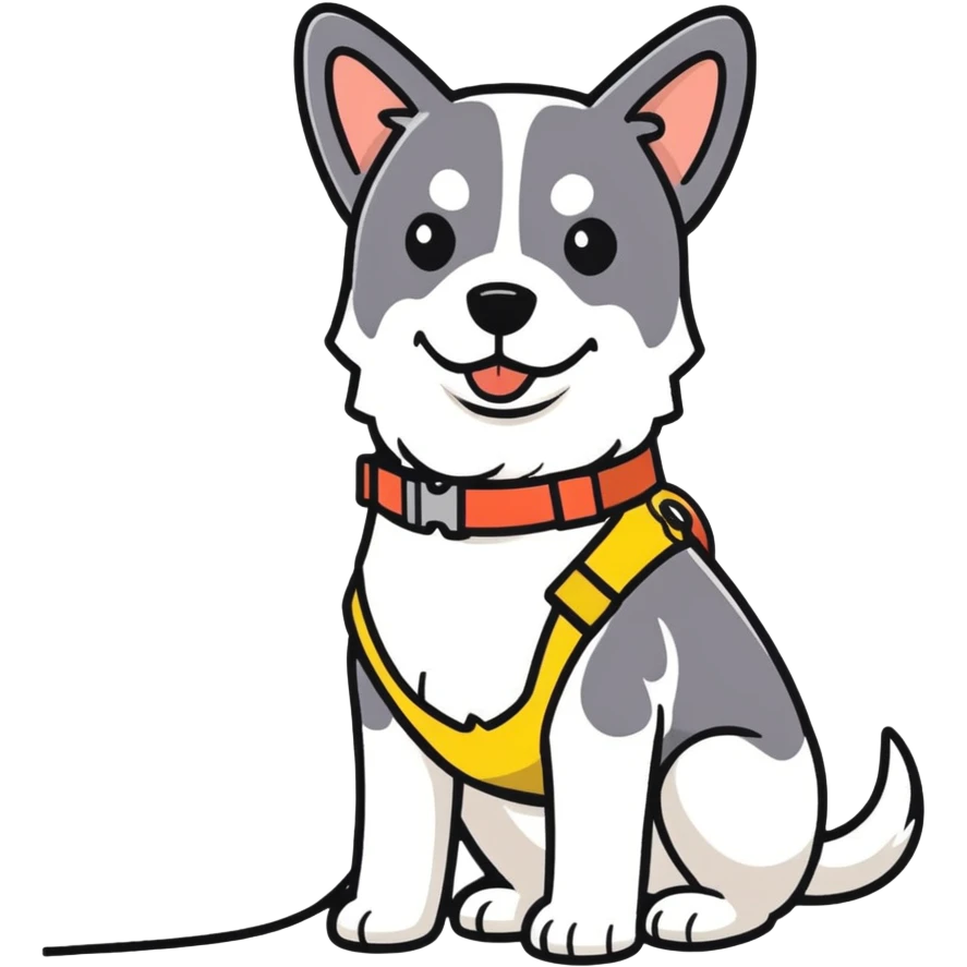 guide dog, withe a guide harness, guide dog for the blind  emoji