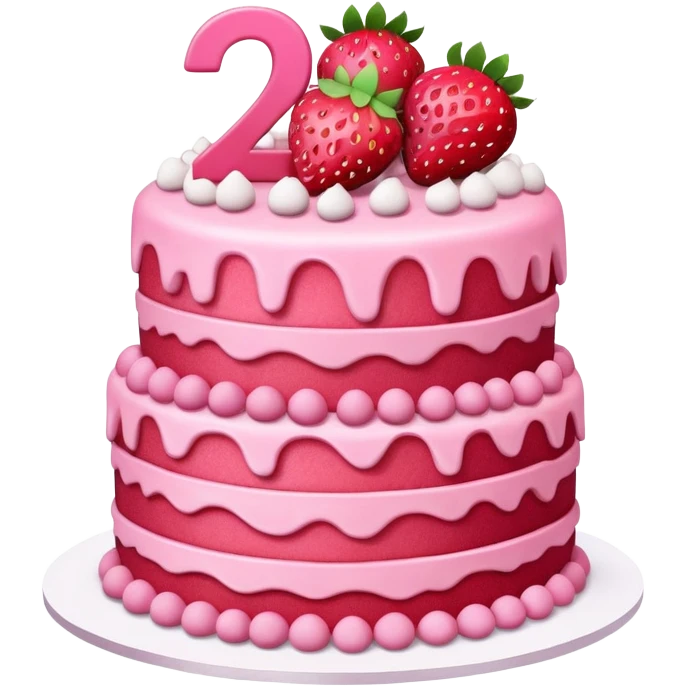 Pink cake with strawberries and the number 27 on top  emoji