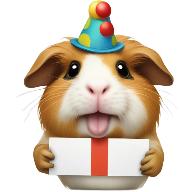 Guinea pig holding clown face sign emoji