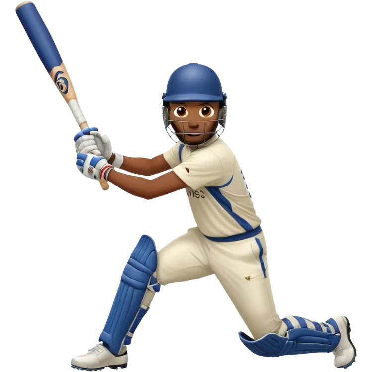 Right handed cricketer playing a cover drive shot with a cricket bat emoji
