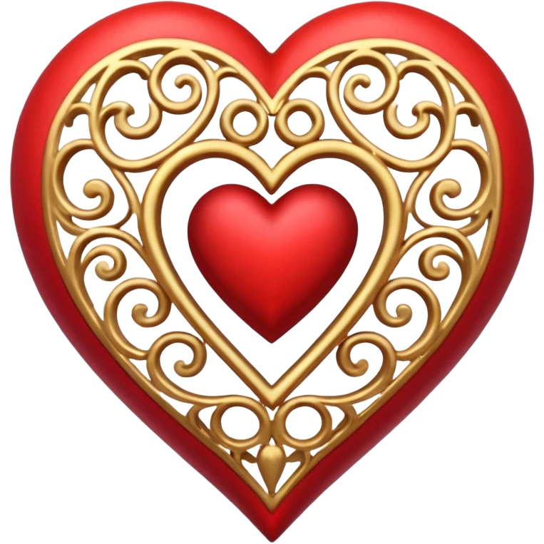 filigree valentine heart design, 3D, very detailed, hollow center emoji