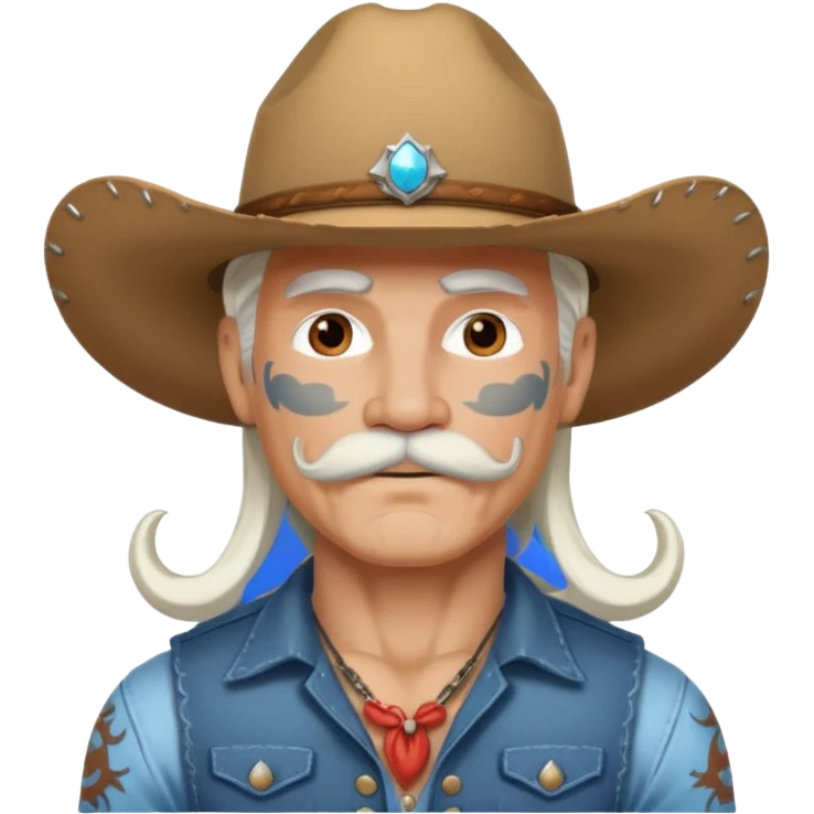 muscular tattooed and mustached cowboy long white hair  emoji