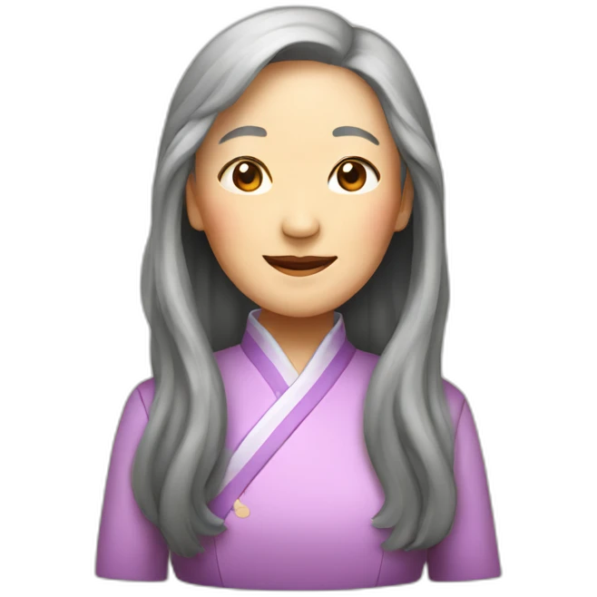 senior chinese lady with long hair emoji
