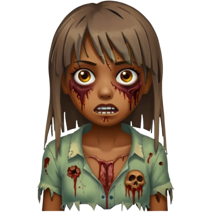 menina zumbi de franja e morena emoji