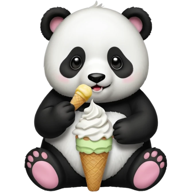 Panda eating ice cream emoji