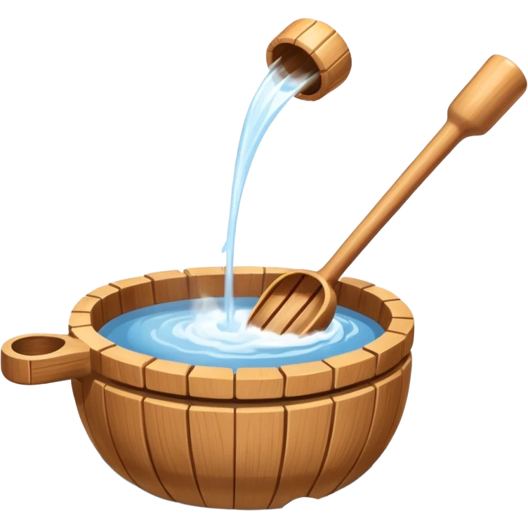 Ladle pouring water onto sauna rocks with steam emoji