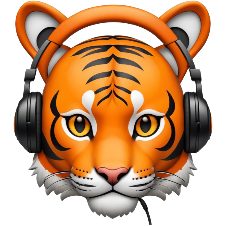 minimalist tiger wearing headphones emoji