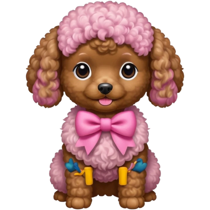 Brown toy poodle with pink bow emoji
