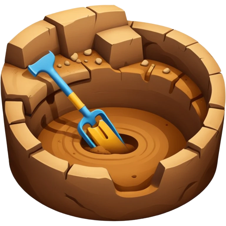 Emoji-style illustration of an excavation pit, flat vector look, bold outlines, minimal details, no background. emoji