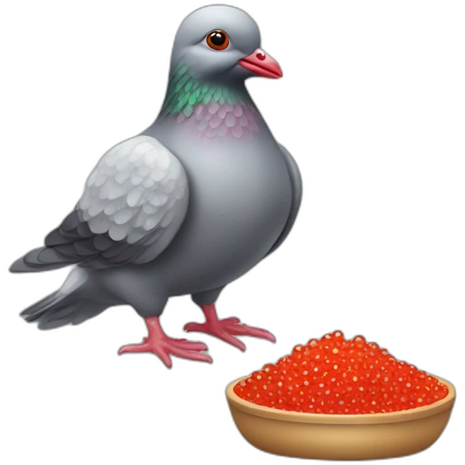 pidgeon with red caviar in hand emoji