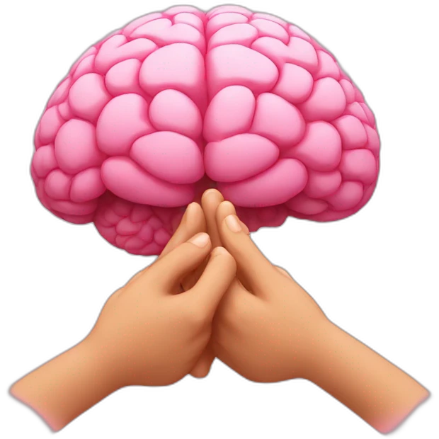 Pink Brain with praying hands emoji