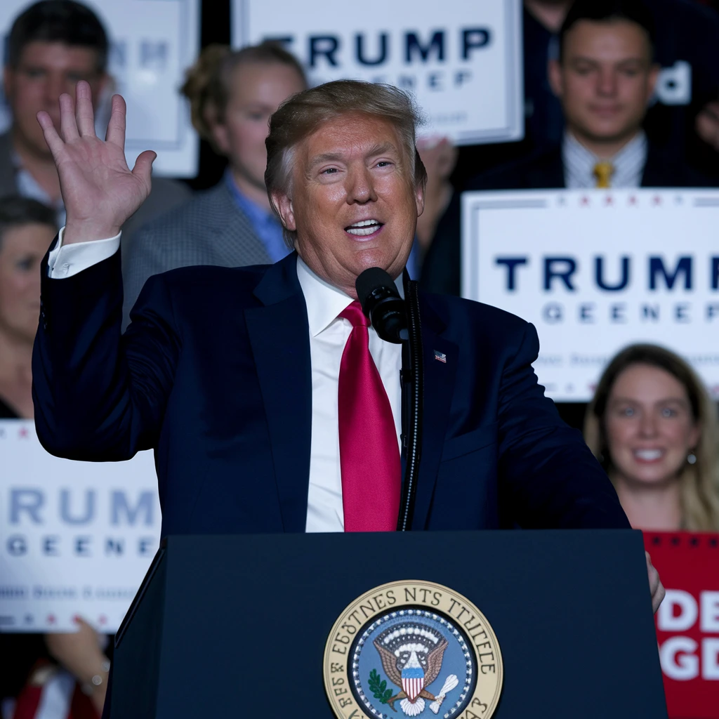 Donald Trump speaking at a rally emoji