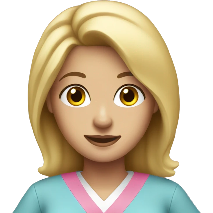 Blonde nurse wearing pink scrubs emoji
