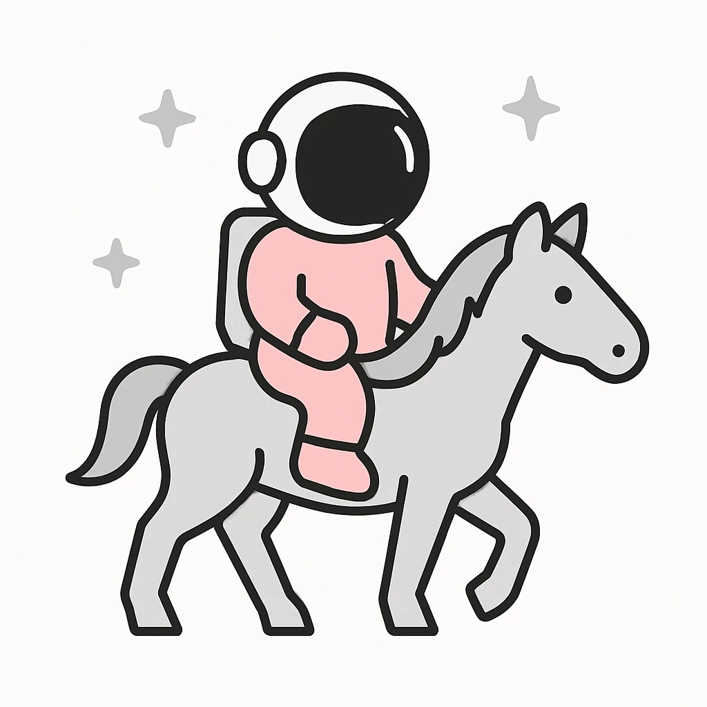 astronaut on horseback with stars in background emoji