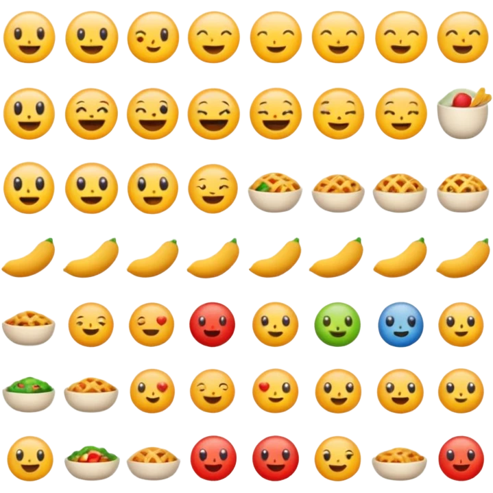 Find the different emoji.
2 food emojis.
Tiny detail change.
No faces, no expressions.
Simple layout. emoji