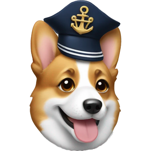 corgi face with a sailor hat emoji