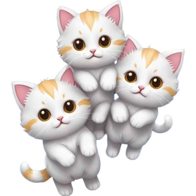 Super tiny kittens flying randomly in the sky with fireworks and no background  emoji