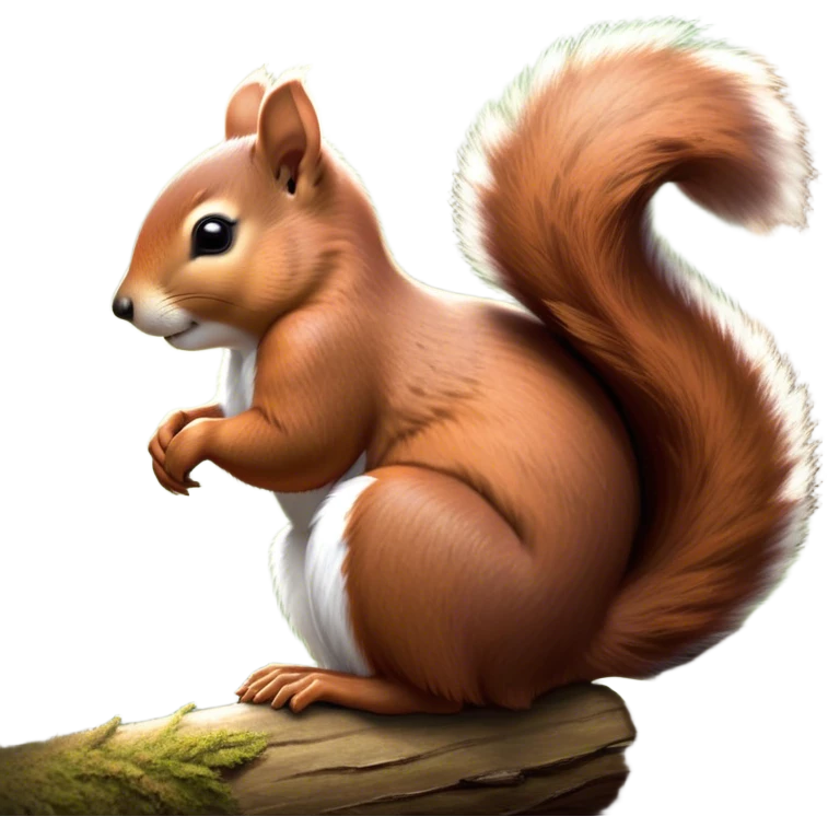 Beautiful and Majestic Squirrel Portrait Emoji, Head and body rendered in serene repose with a gentle, content smile and softly closed eyes, showcasing a delicately textured, bushy-tailed form and perky little ears, Simplified yet exquisitely endearing features, highly detailed, glowing with a soft, drowsy woodland light, high shine, relaxed and utterly enchanting, stylized with an air of timeless forest majesty, soft glowing outline, capturing the essence of a beautiful and majestic squirrel that embodies the pure charm of nature! emoji