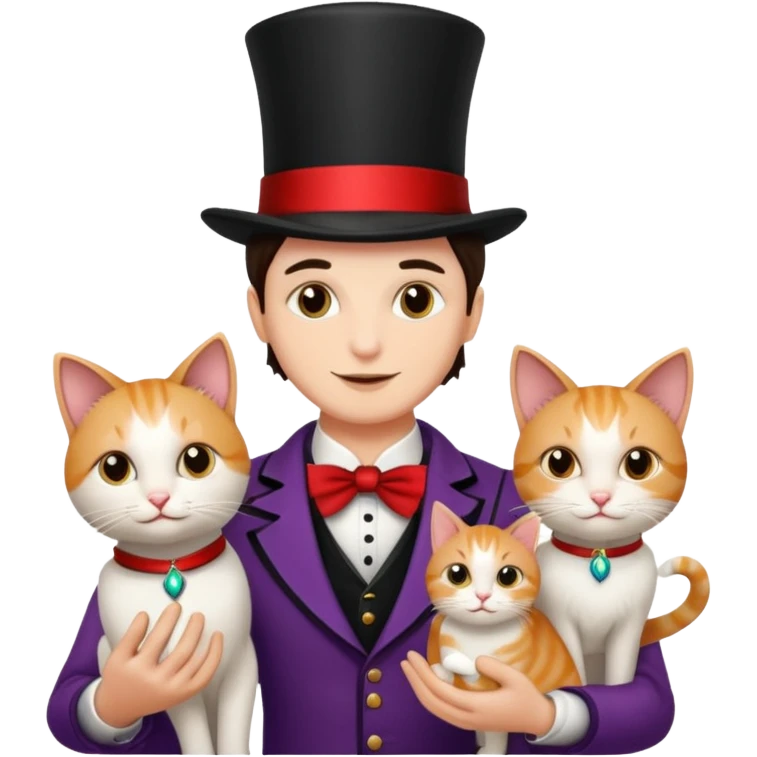 magician couple and their pet cat emoji