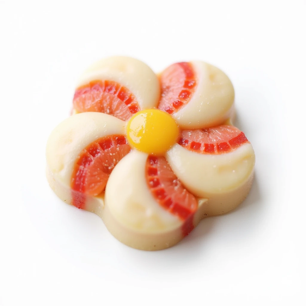 realistic striped flower-shaped candy, isolated on a transparent background, no visible background emoji