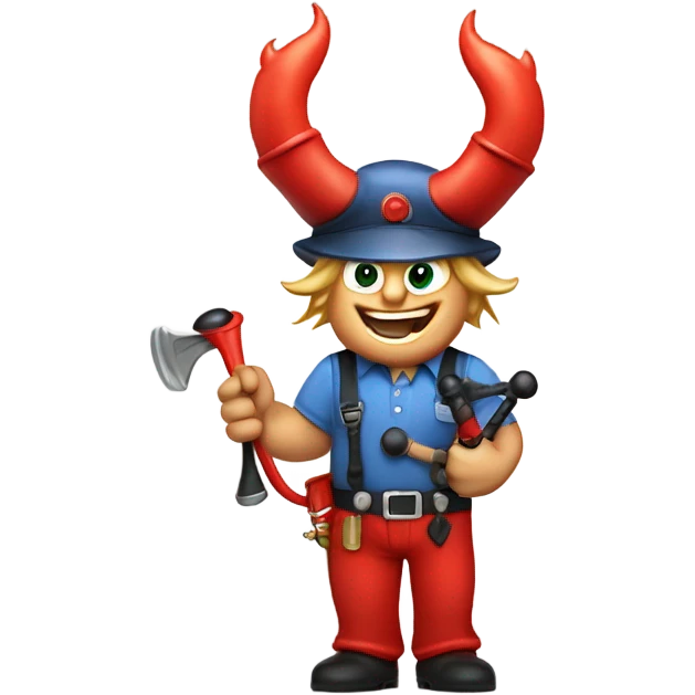 Trump as devil plumber with bagpipes emoji