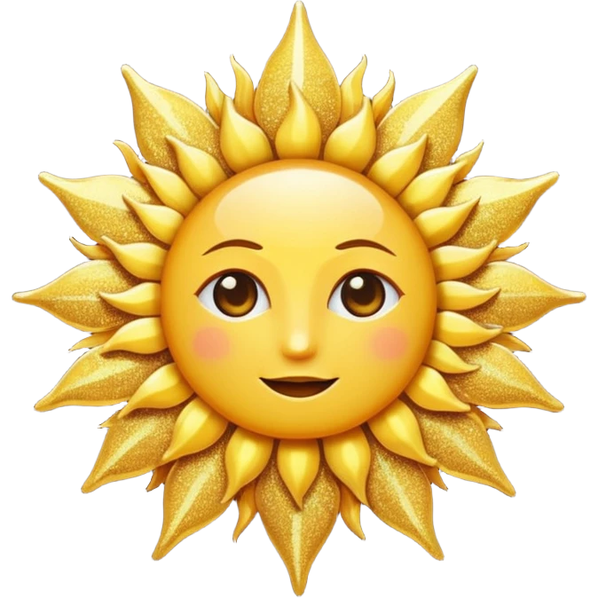 sun in 2d golden glitter in colour without face emoji
