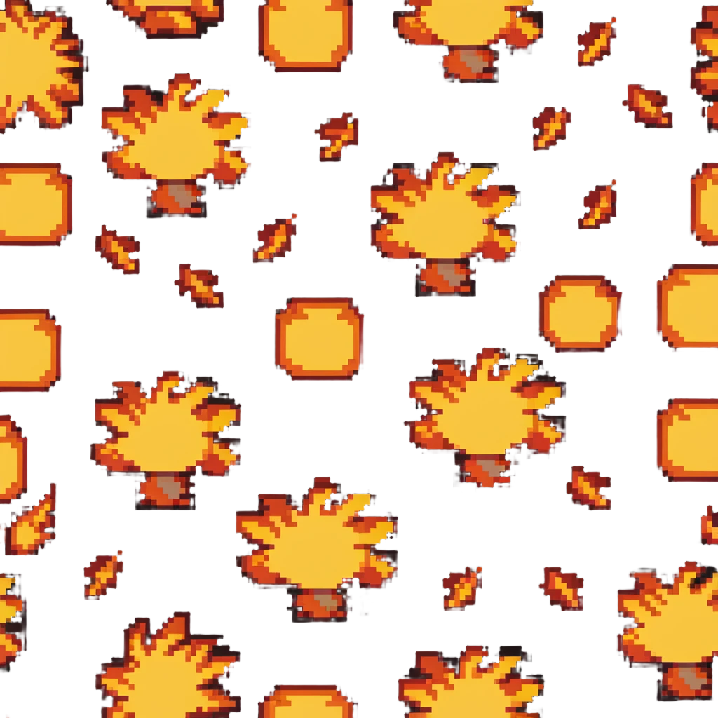 Bomberman left-facing end-cap explosion tile, flames ending and tapering leftward with pronounced flame wisps, orange/yellow with more red at the tips, extending about 70% into left direction emoji
