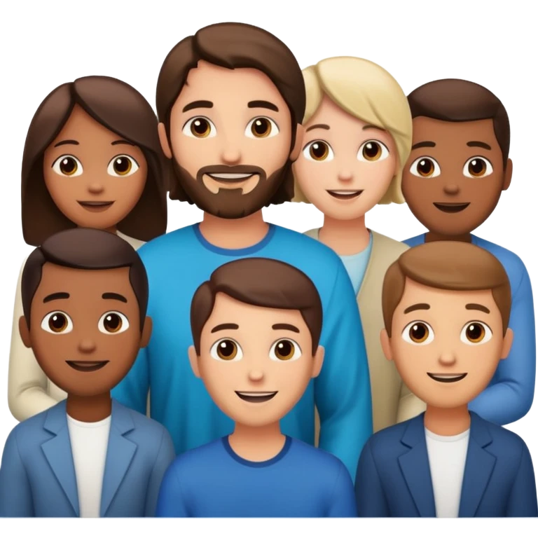 A group of modern people listening to Jesus emoji