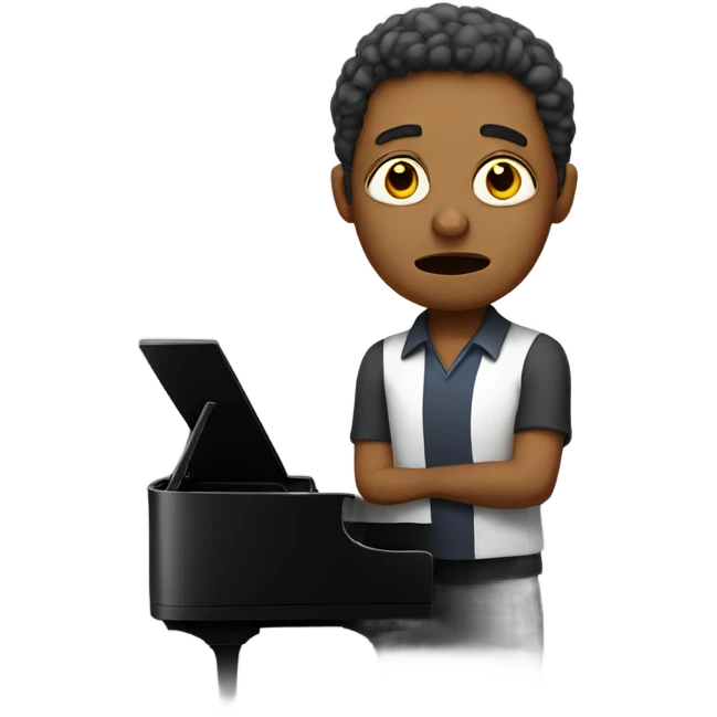 Unhappy teacher at piano emoji