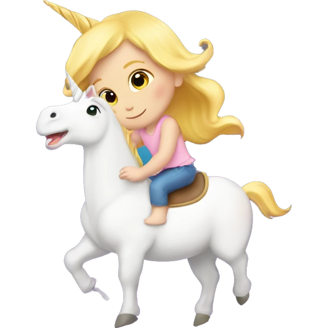 Blonde baby girl riding a unicorn inside of a bucket ￼ emoji