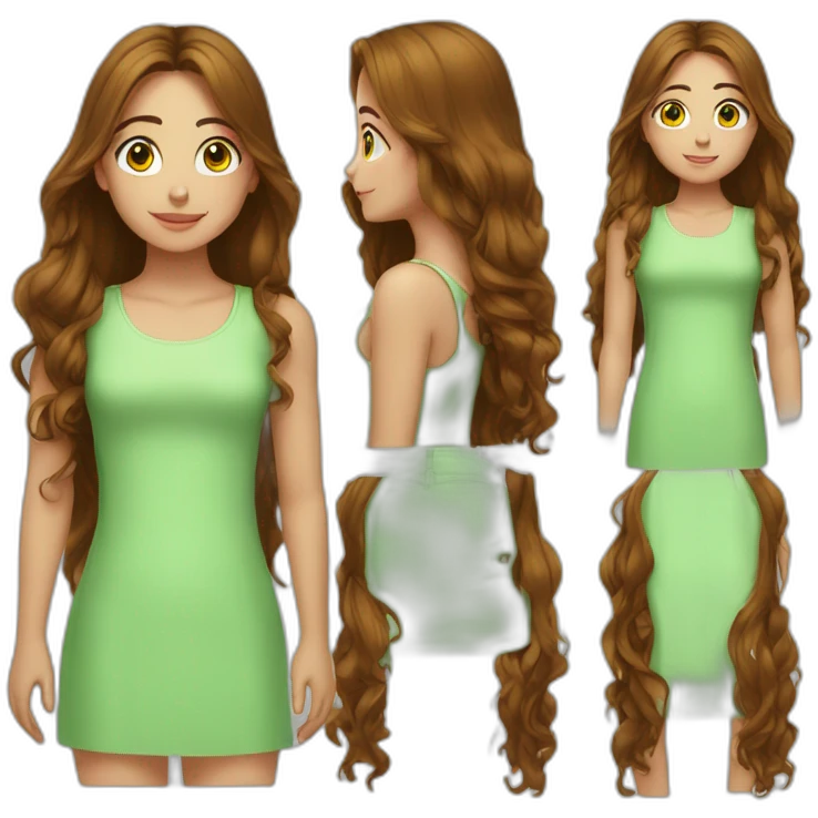 fille au yeux vert brune cheuveux long emoji
