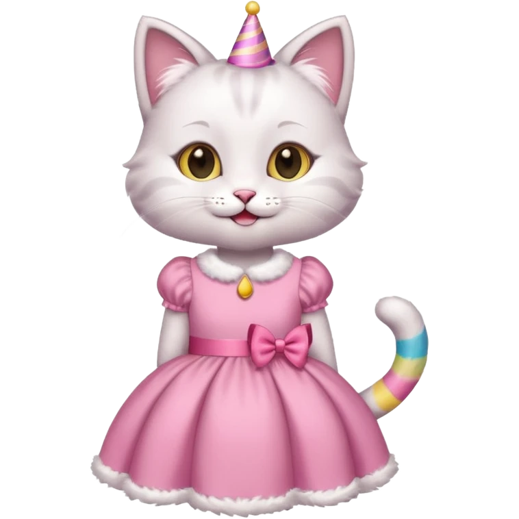 happy girl cat wearing a birthday dress emoji