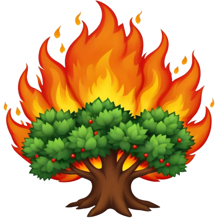 Flaming bush on fire with smoke emoji