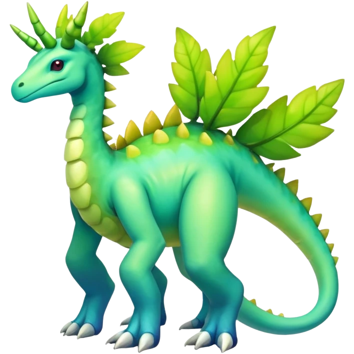 Shiny Exotic Colorful Meganium-Amaura-Aurorus-Fakémon-hybrid-creature (full body)  emoji