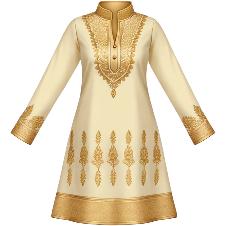 Women's kurti with high collar and golden thread embroidery emoji