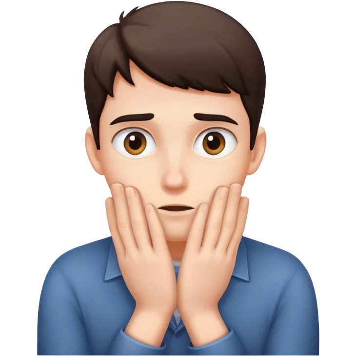 face peeking nervously from behind hands, cautious expression emoji