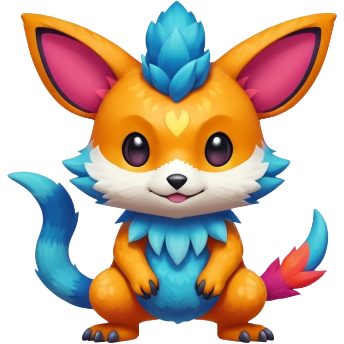 Colorful cute furry anthropomorphic painted Fakémon-Pokémon-creature emoji