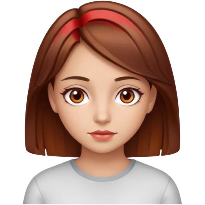 clean girl with brown eyes and brown hair that has red on top  emoji