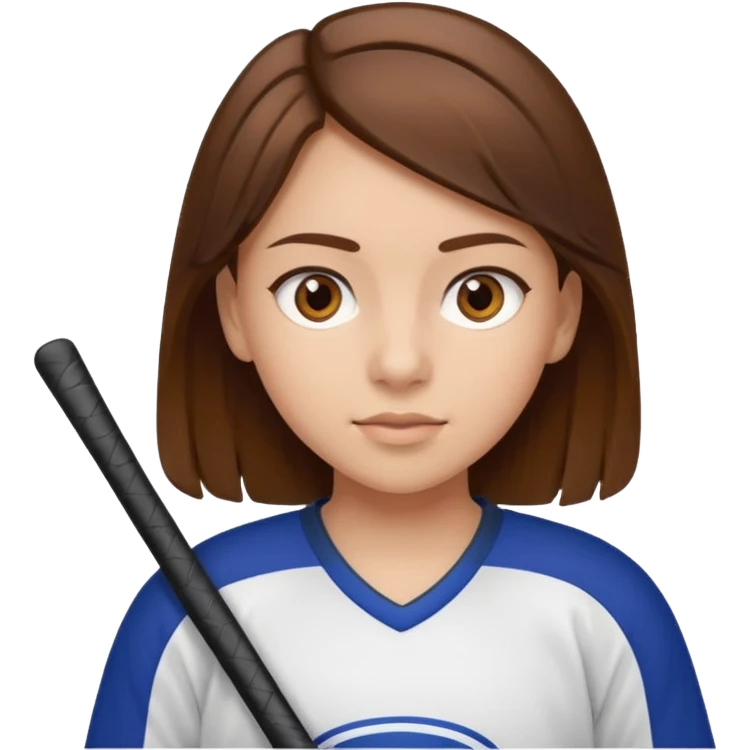 ragazza che gioca a hockey con occhi marroni e capelli castani sull età di 11/12 anni emoji