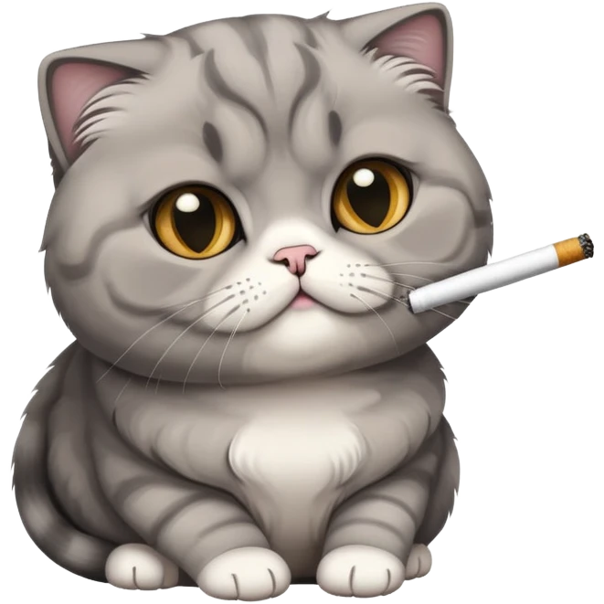 scottish fold cat smoking a cigarette emoji