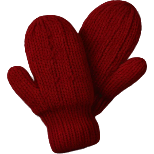 Knitted burgundy pair of mitten emoji