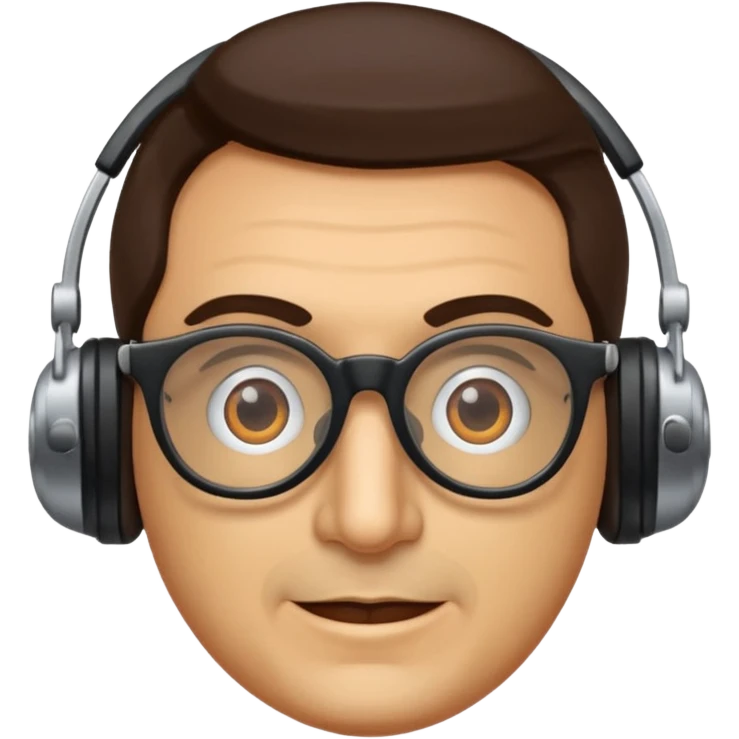 Un locutor de radio moreno con gafas emoji