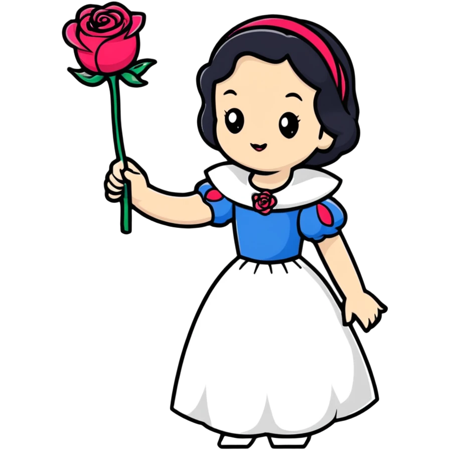 Snow White princess with a rose emoji